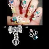 10pcs Bling Crystal Crown Bowknot Manicure Rhinestones 3D Da