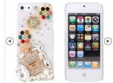 3D Perfume & Flower Pattern Plastic Crystal Case for iPhone