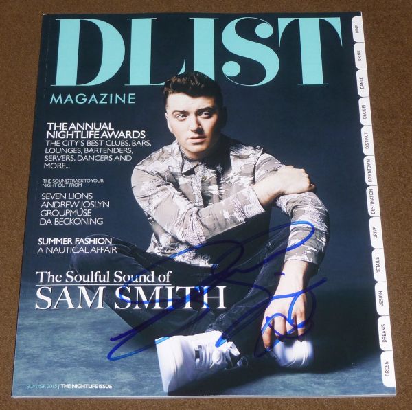 SAM SMITH D LIST MAGAZINE  2015 AUTOGRAFADO